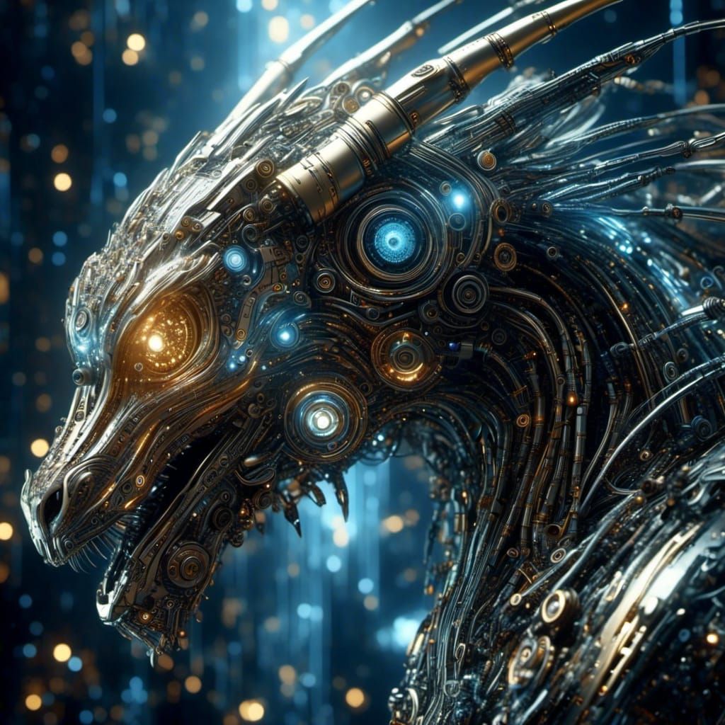 Bionic Robotic Dragon with Nanotechnology in Futuristic Styl...