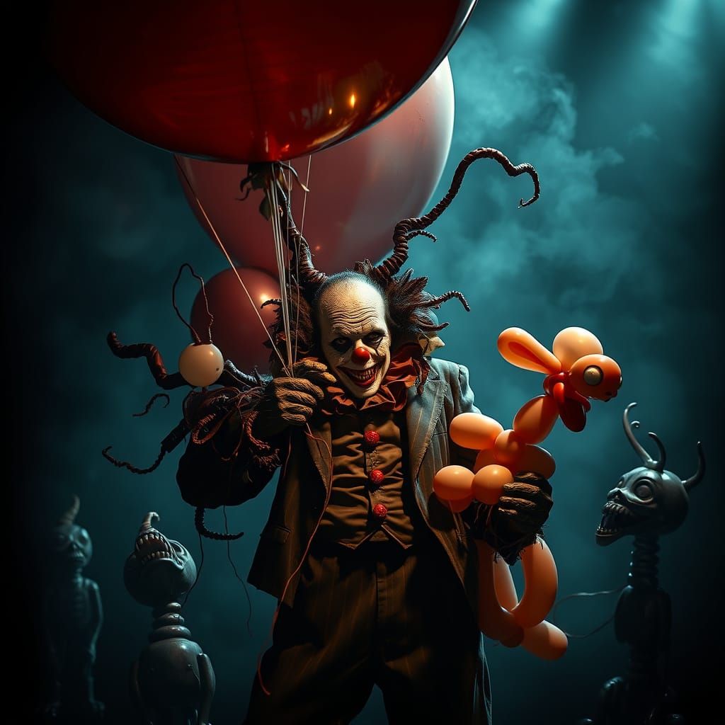 Gothic Horror: Creepy Clown's Balloon Nightmare