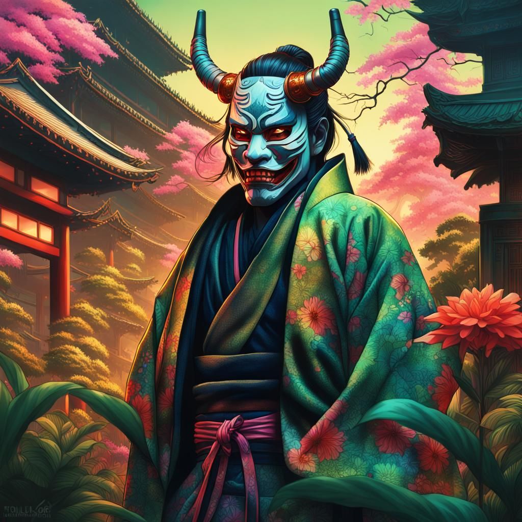 Samurai and Geisha in Neon Apocalypse