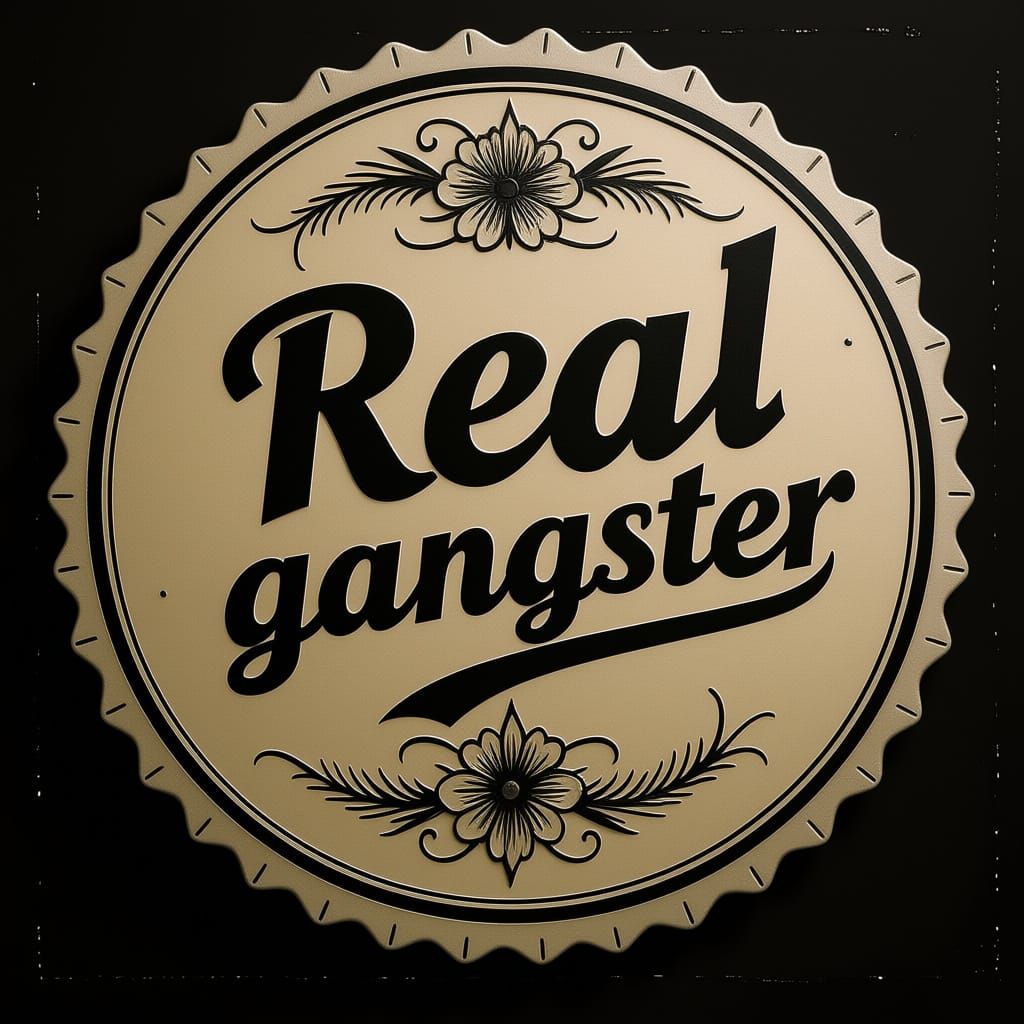 Original Gangster Circular Seal in Vintage Tattoo Art Style