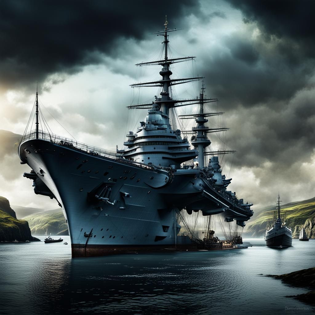 HMS Ark Royal Anchored: Digital Matte Painting