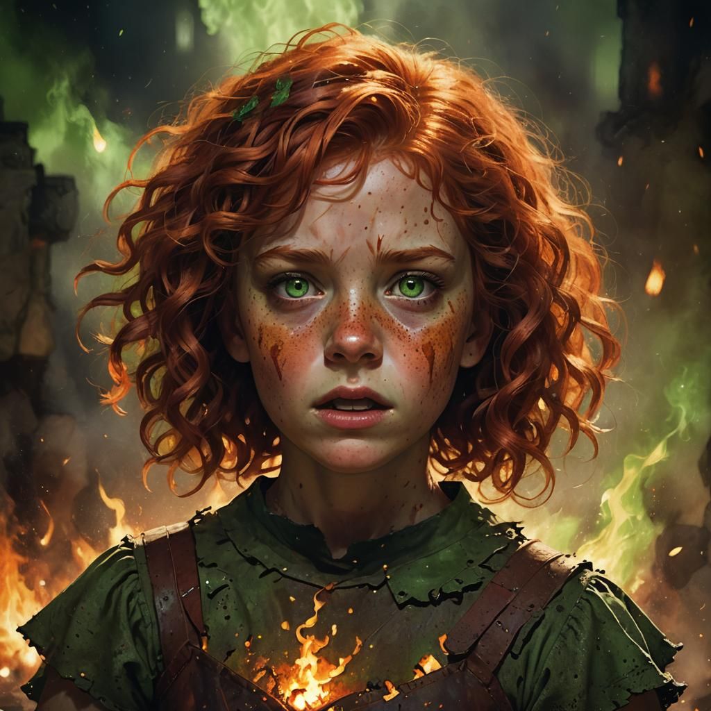 Ember Child: Forest Fire Portrait in Fantasy Art Style