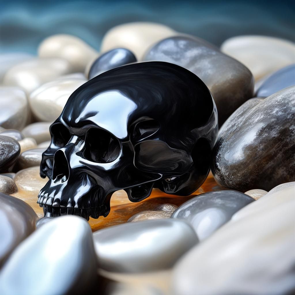 Onyx Skull in Oil Painting Style