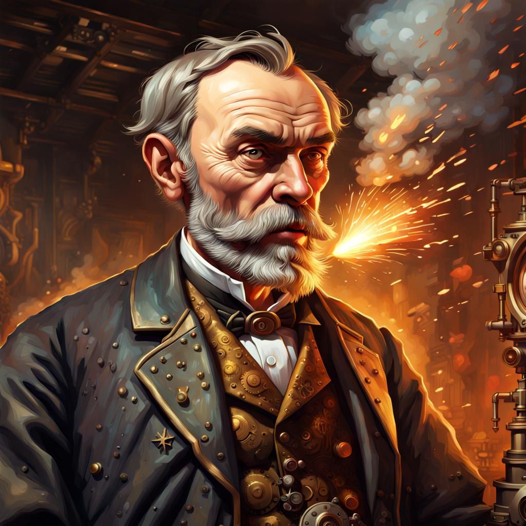 Alfred Nobel's Dynamite Invention in Steampunk Style