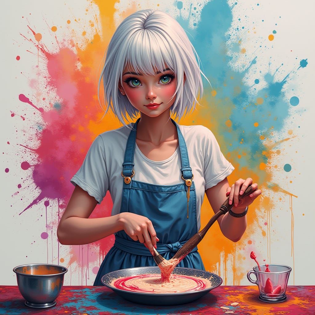 Baking Woman in Graffiti Splash Art Style