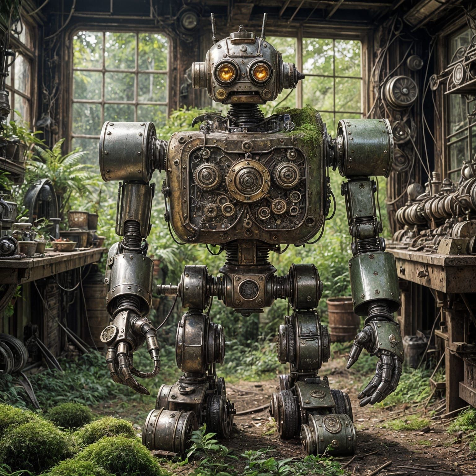 Steampunk Robot: Time and Decay in Chrome and Rust