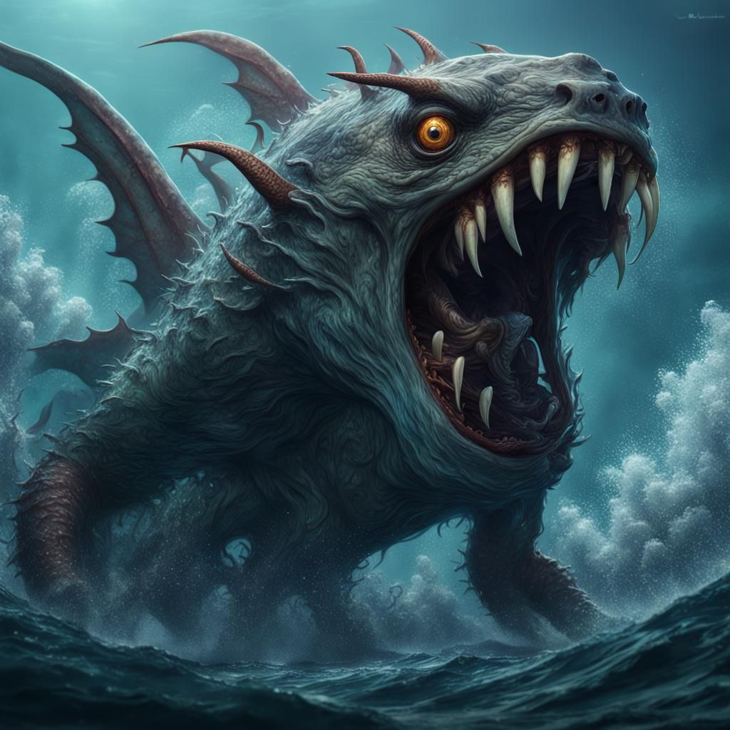 Scary Aquatic Monster Emerges from the Deep