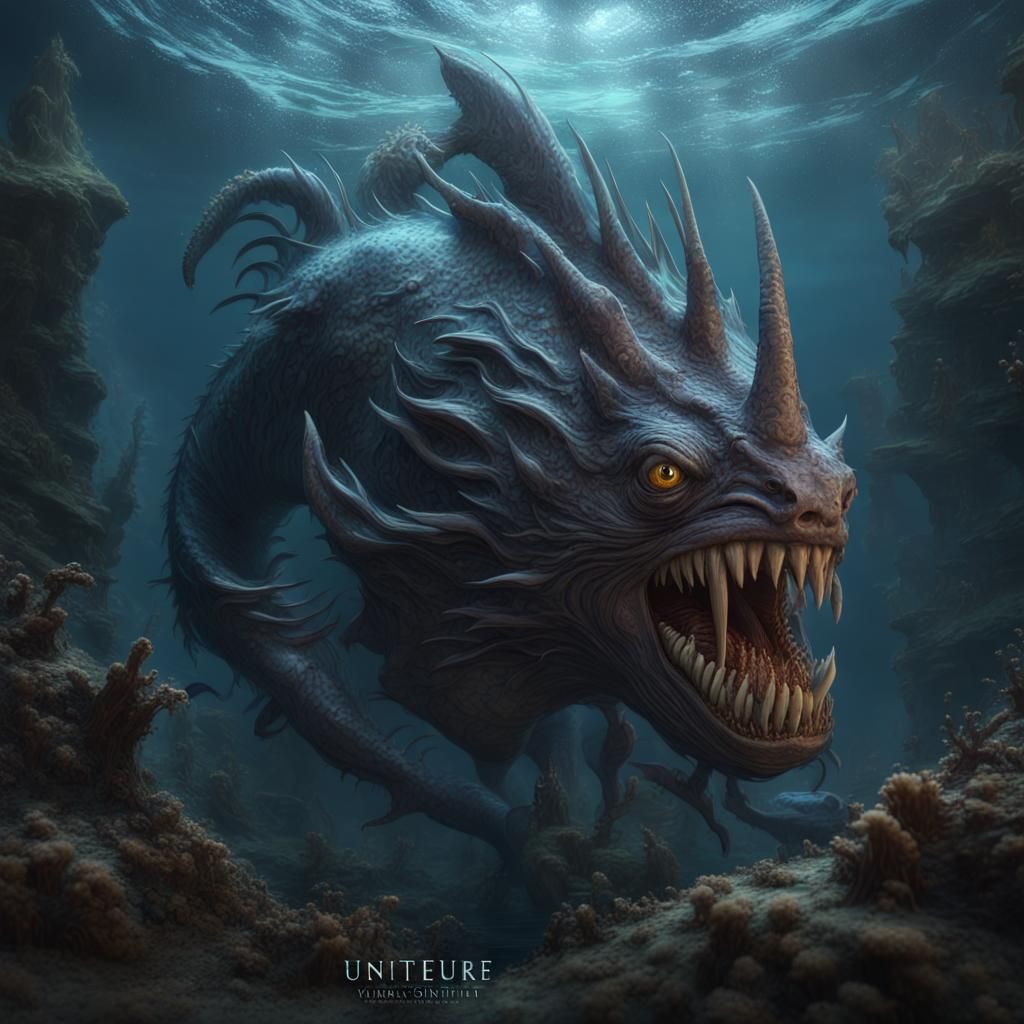 Scary Aquatic Monster in the Deep Ocean