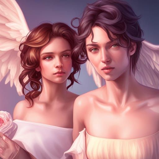 Angels in Love: Hyperdetailed Digital Portrait