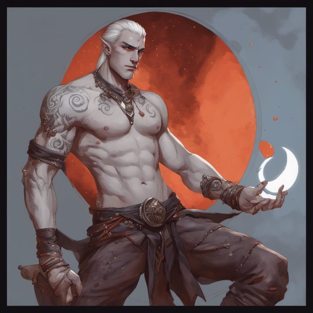 Elegant Drow Elf with Tribal Tattoos