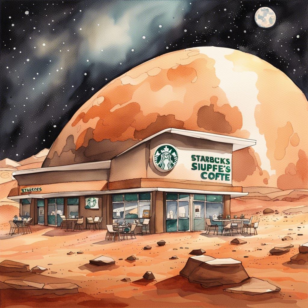 Starbucks on Mars: A Watercolour Fantasy