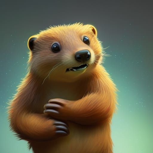 Adorable Beaver Huggy Wuggy Oil Painting