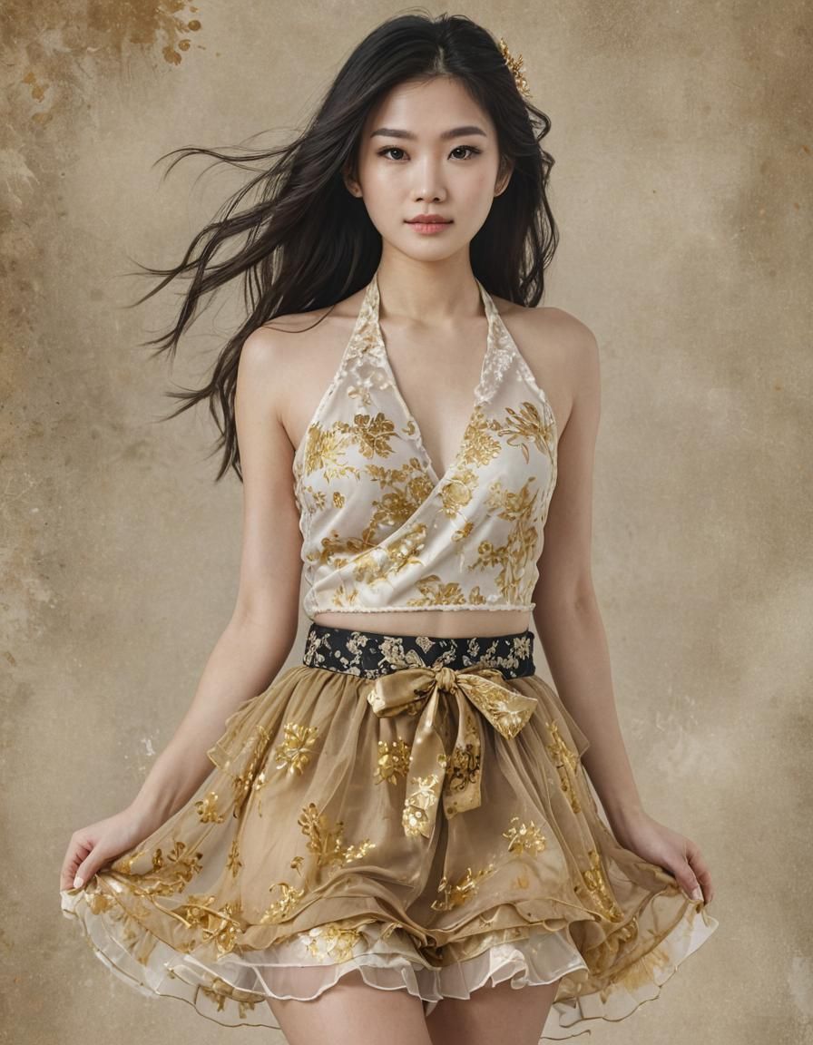 Vietnamese Beauty in Neo-Impressionist Oil Painting