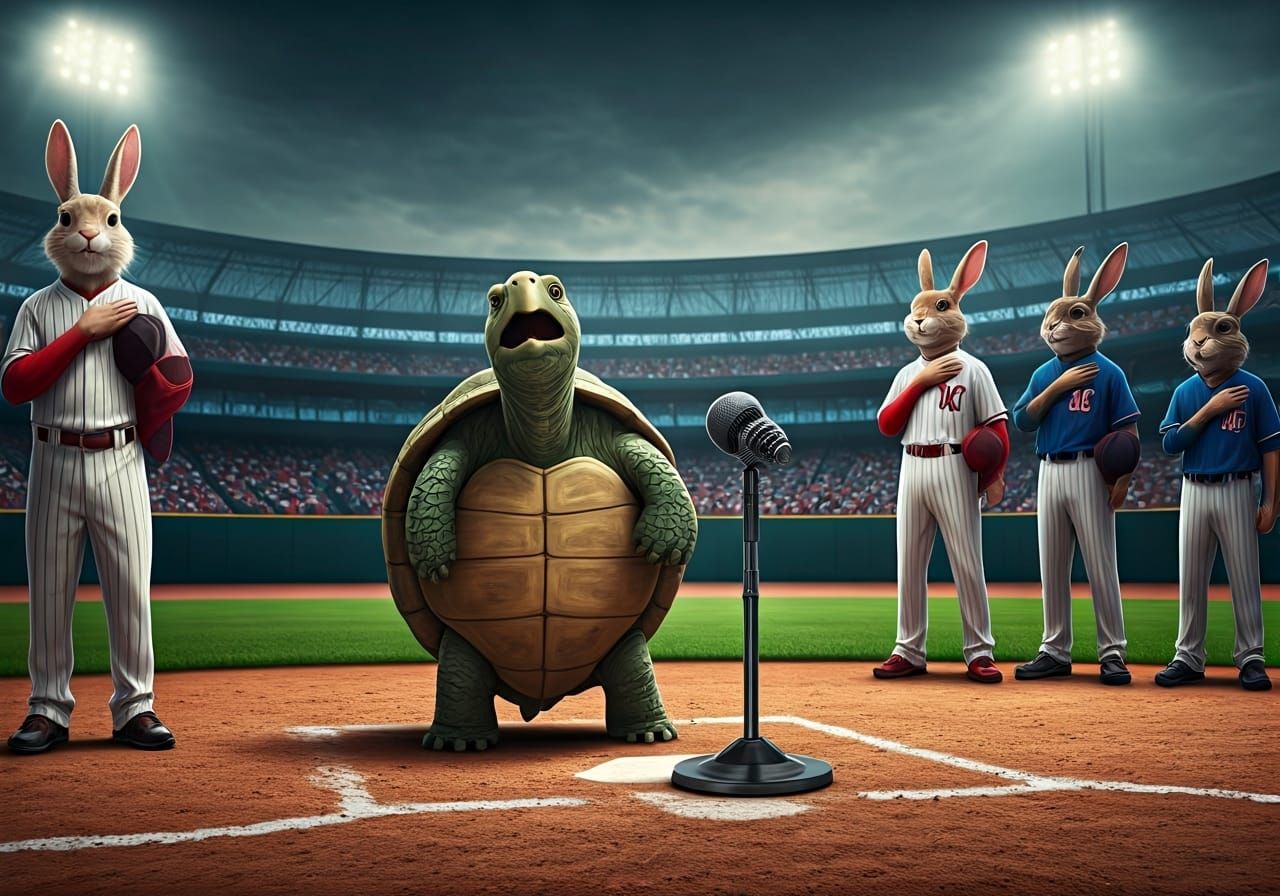 Turtle Sings Anthem at Baseball Game