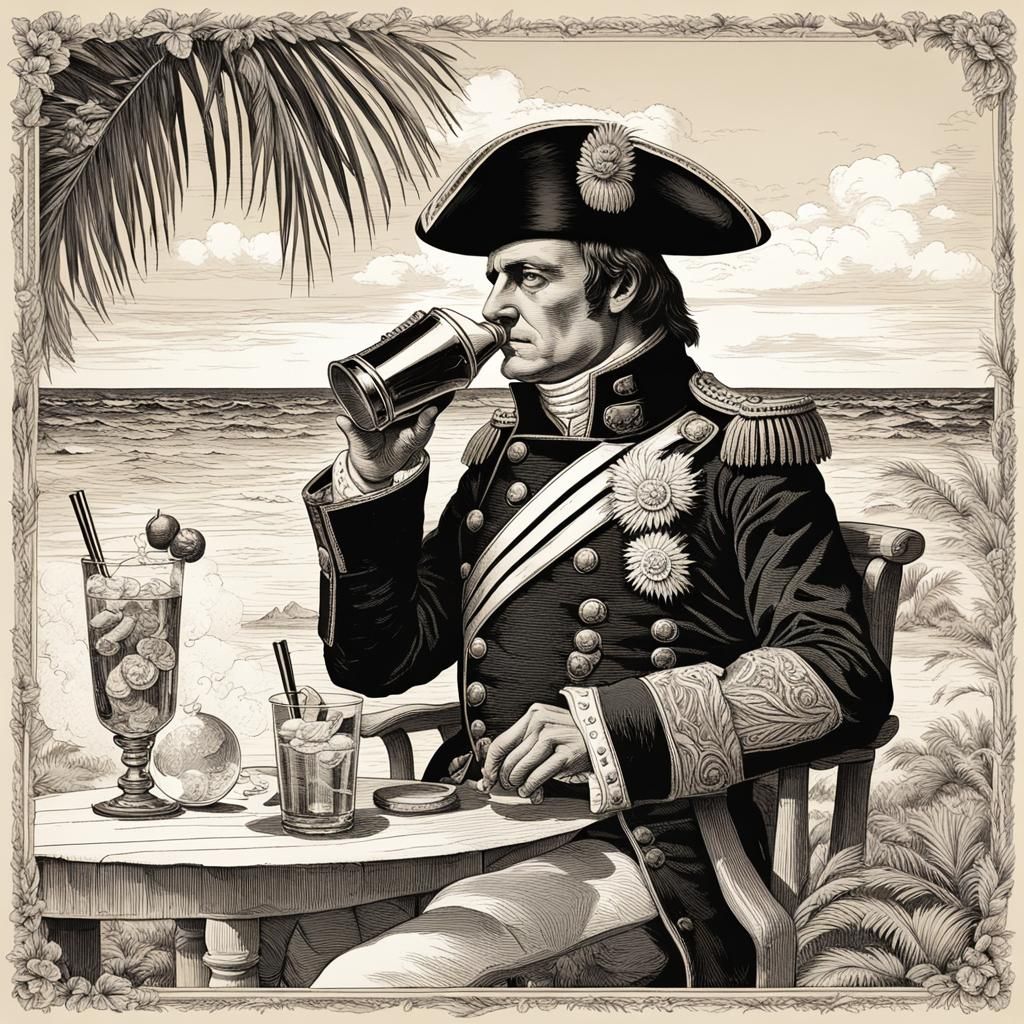 Napoleon on Vacation: Cocktails on a Tropical Beach