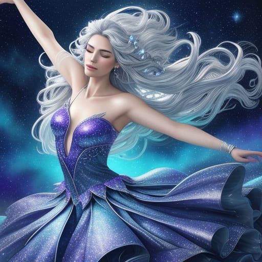 Woman Dancing Under the Stars: Digital Art