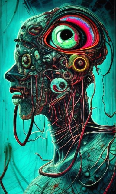 Biopunk Eyeball: Dark Horror Concept Art