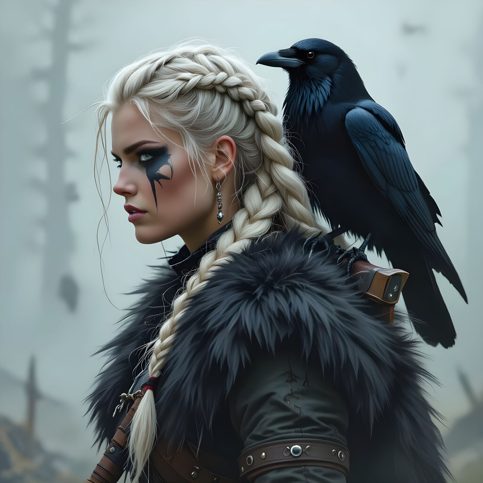 Fierce Viking Warrior with Raven