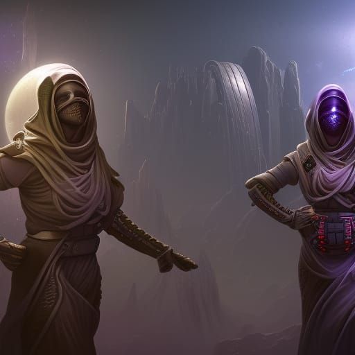 Sci-Fi Space Nuns: Detailed Matte Painting