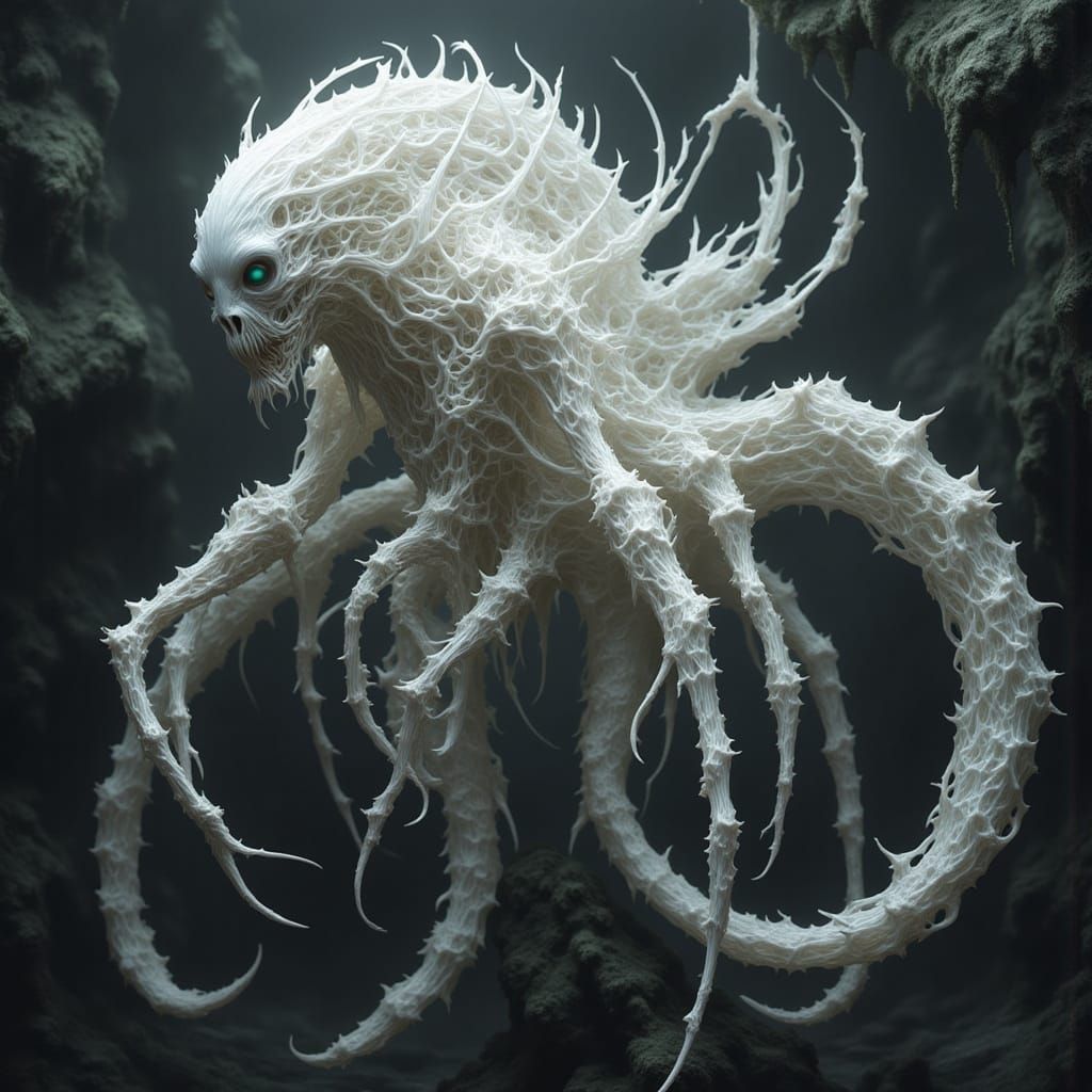 Psychedelic Spiderweb Animal in Detailed Digital Painting