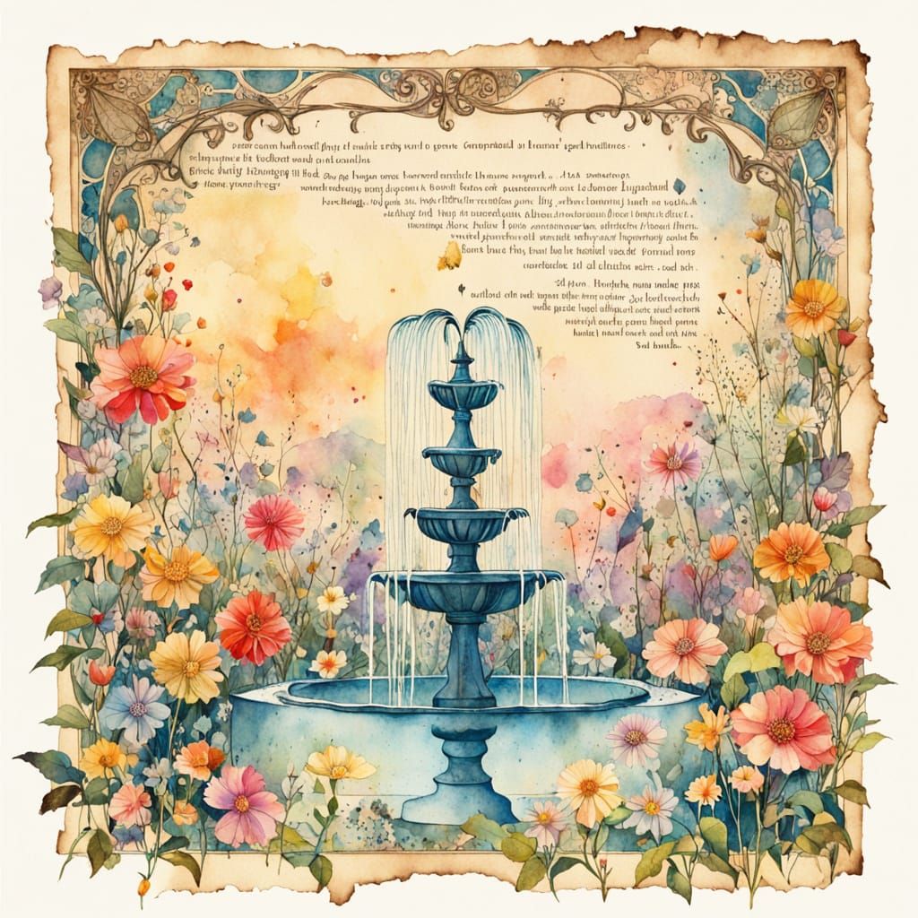 Playful Kitten in a Whimsical Water Garden