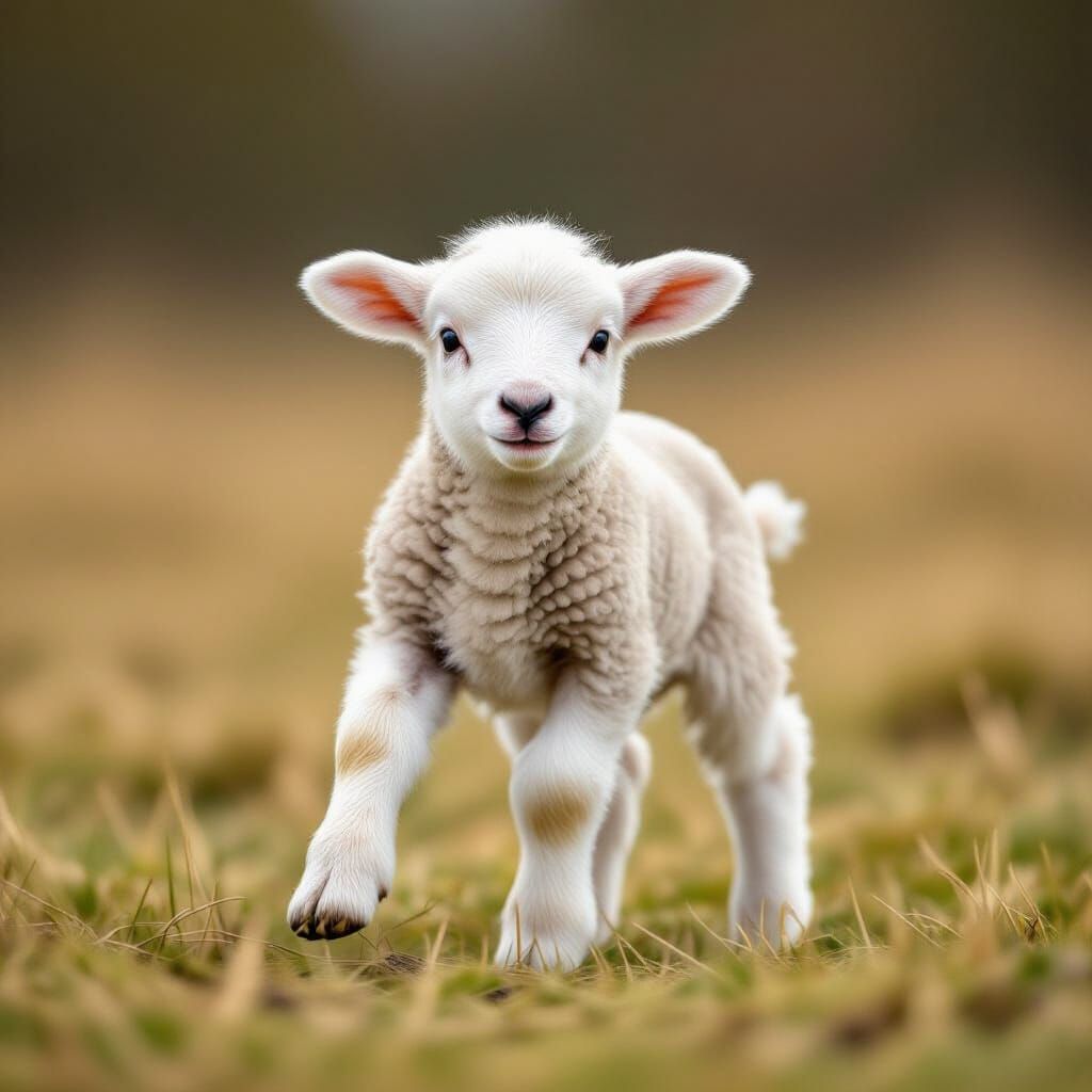 Newborn Lamb's First Steps