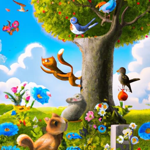 Charming 3D Painting of Cat and Dog