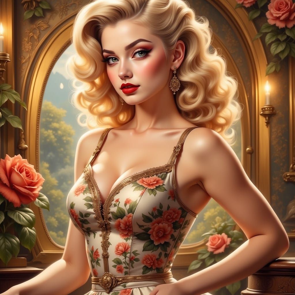 Elegant Blonde in Art Nouveau Style