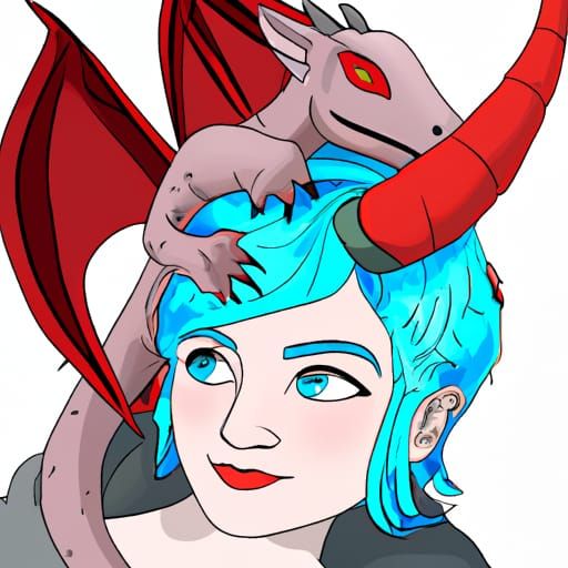 Tiefling with Dragon Pet: Fantasy Digital Art