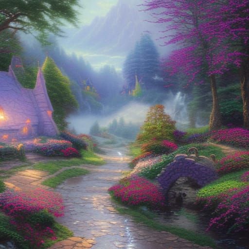 Ethereal Fantasy Shire in Detailed Landscape