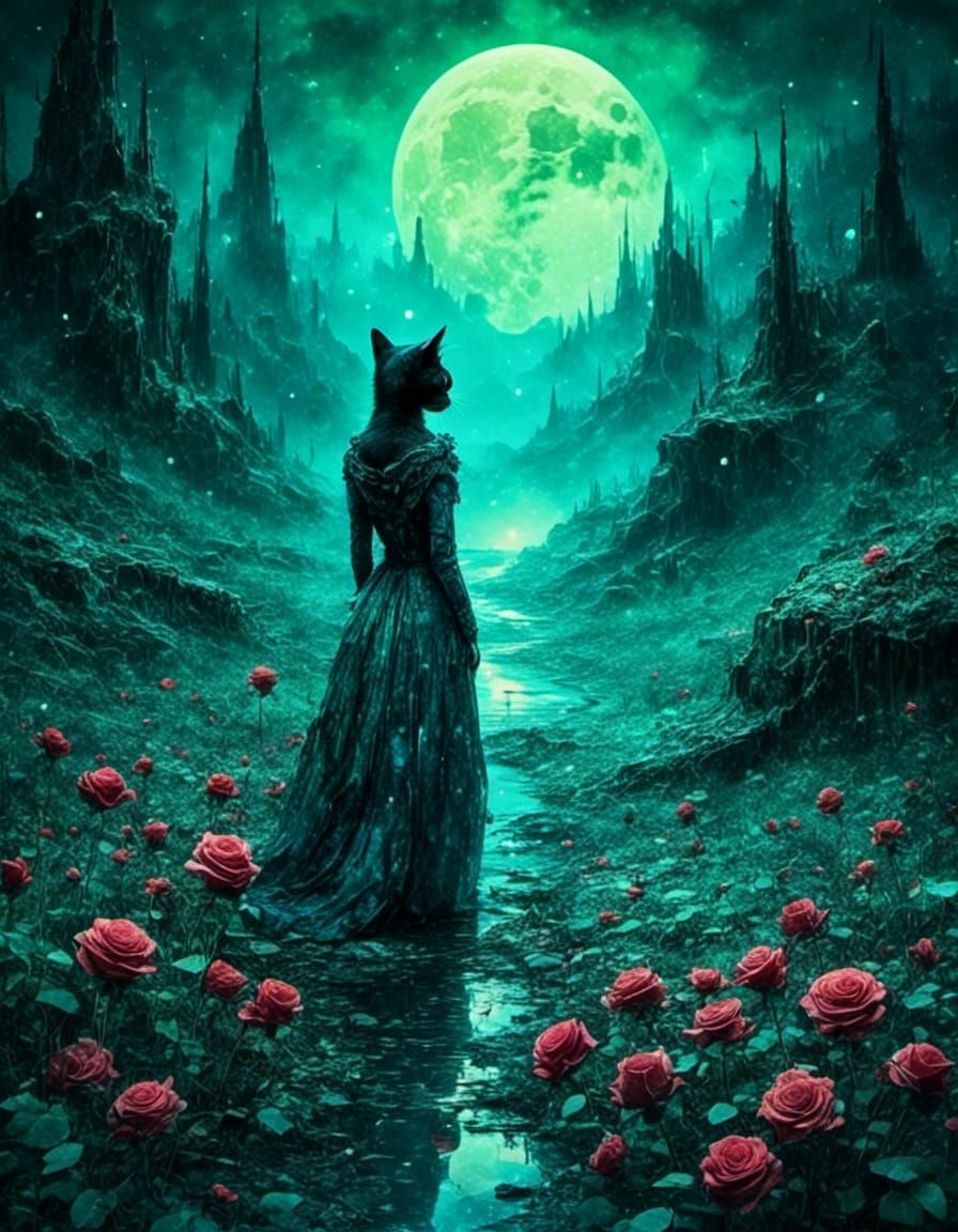 Creepy Forest Path to Skull Mountain in Alcohol Inks