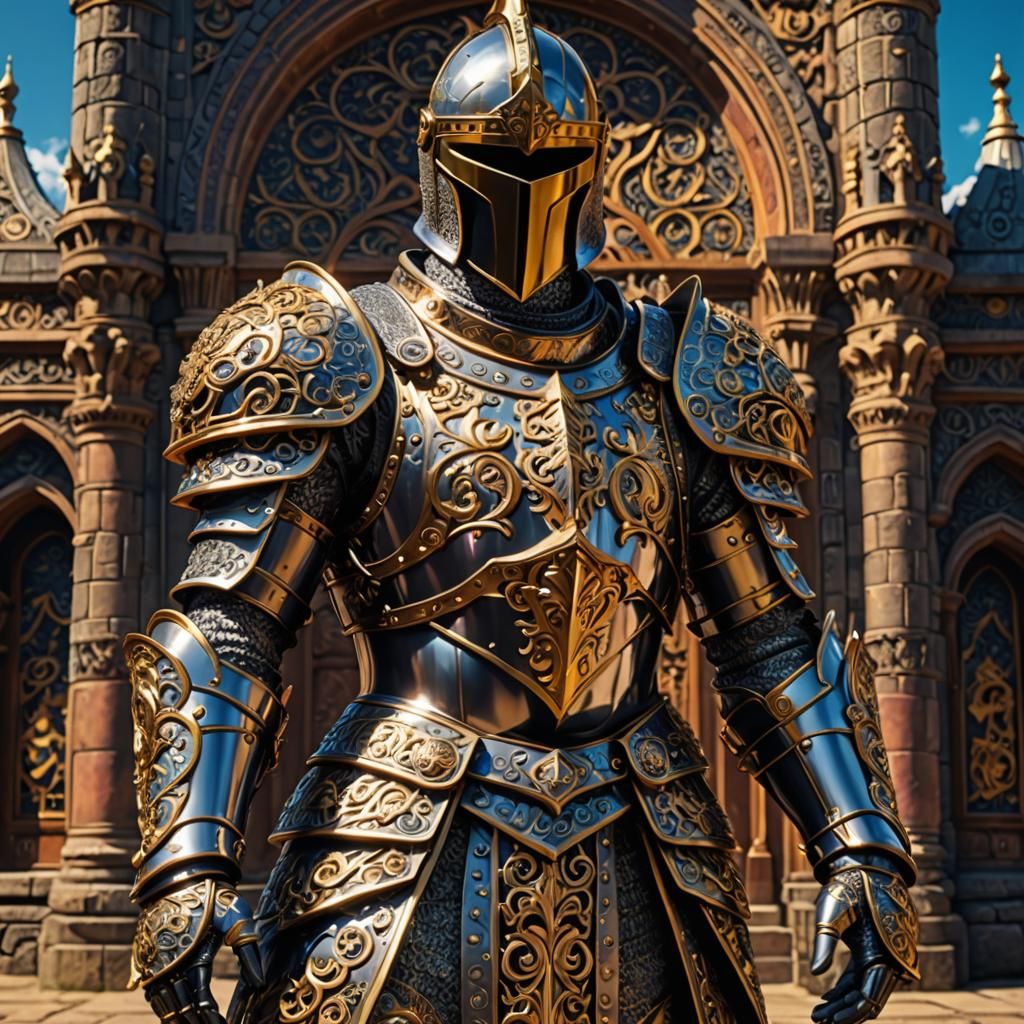 Knight Posing with Intricate Armor Design