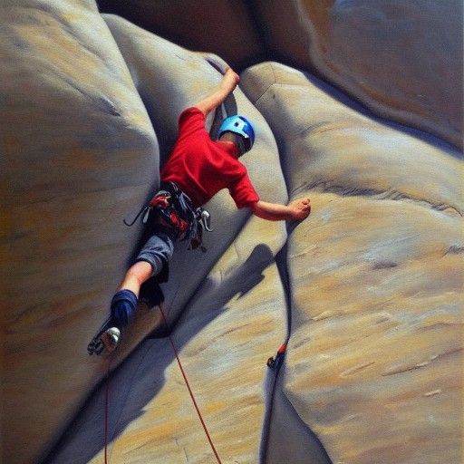 Rock Climbing Adventure in Oil Painting Style