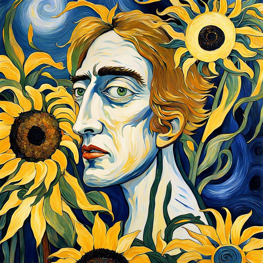 Sunflowers in Art Nouveau Sinister Style