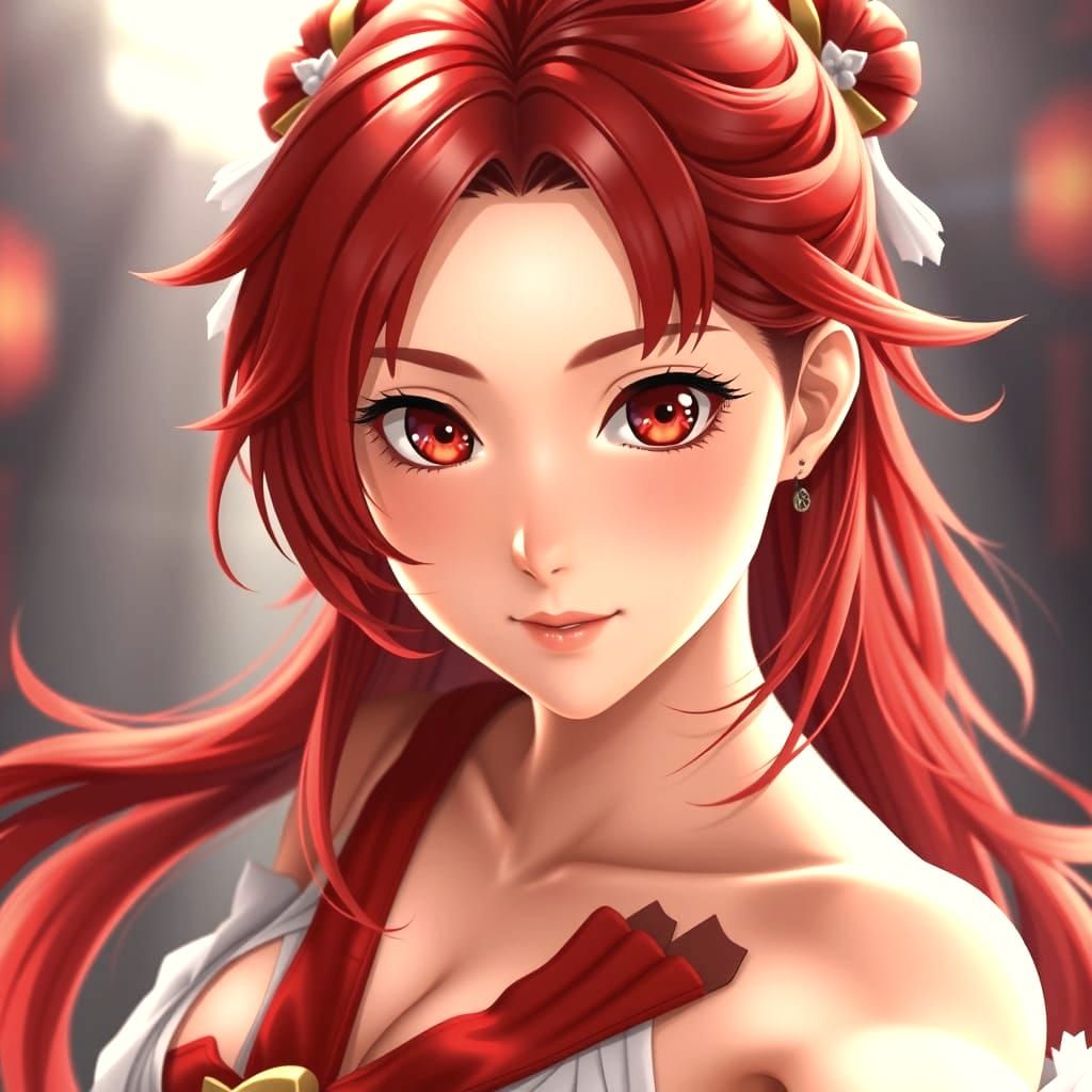 Yae Miko Portrait in 3D Anime Art Style