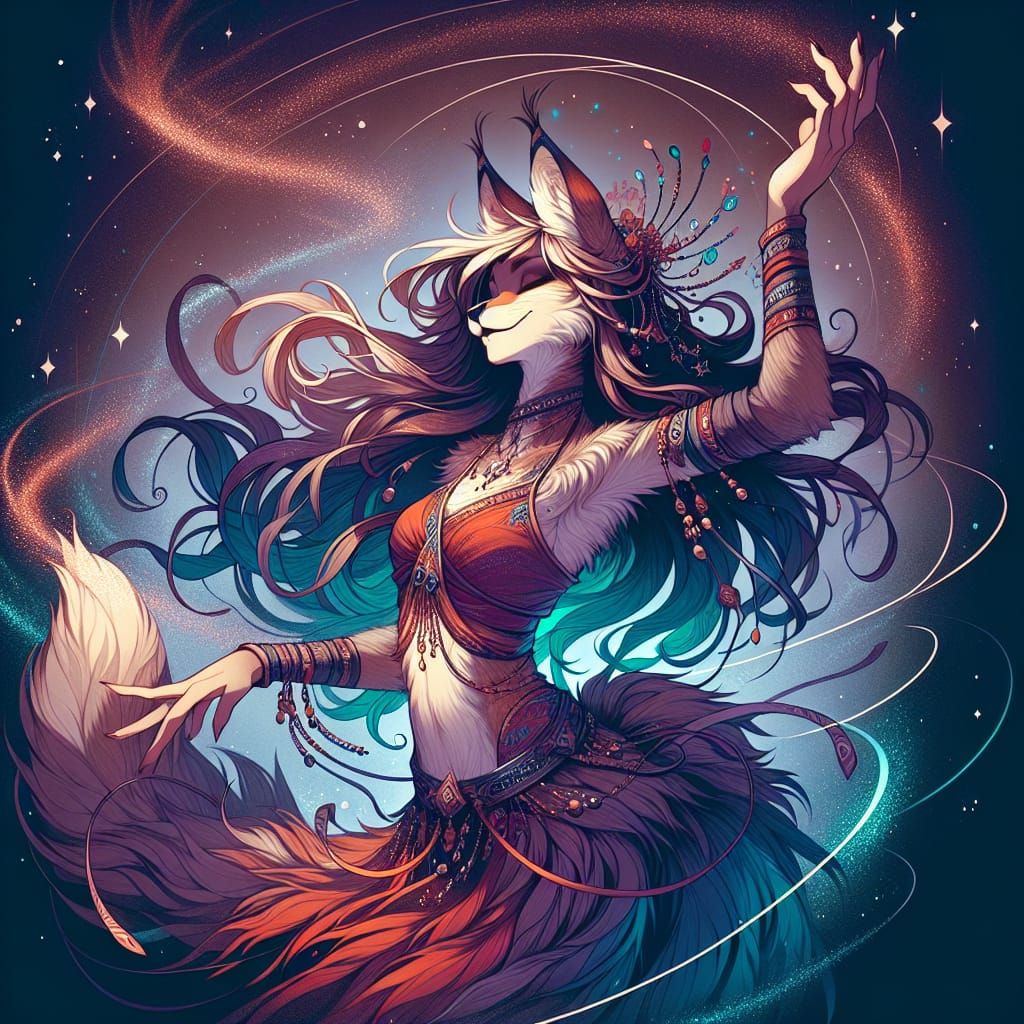 Sensual Fox Goddess Twirls in Dreamy Pole Dance