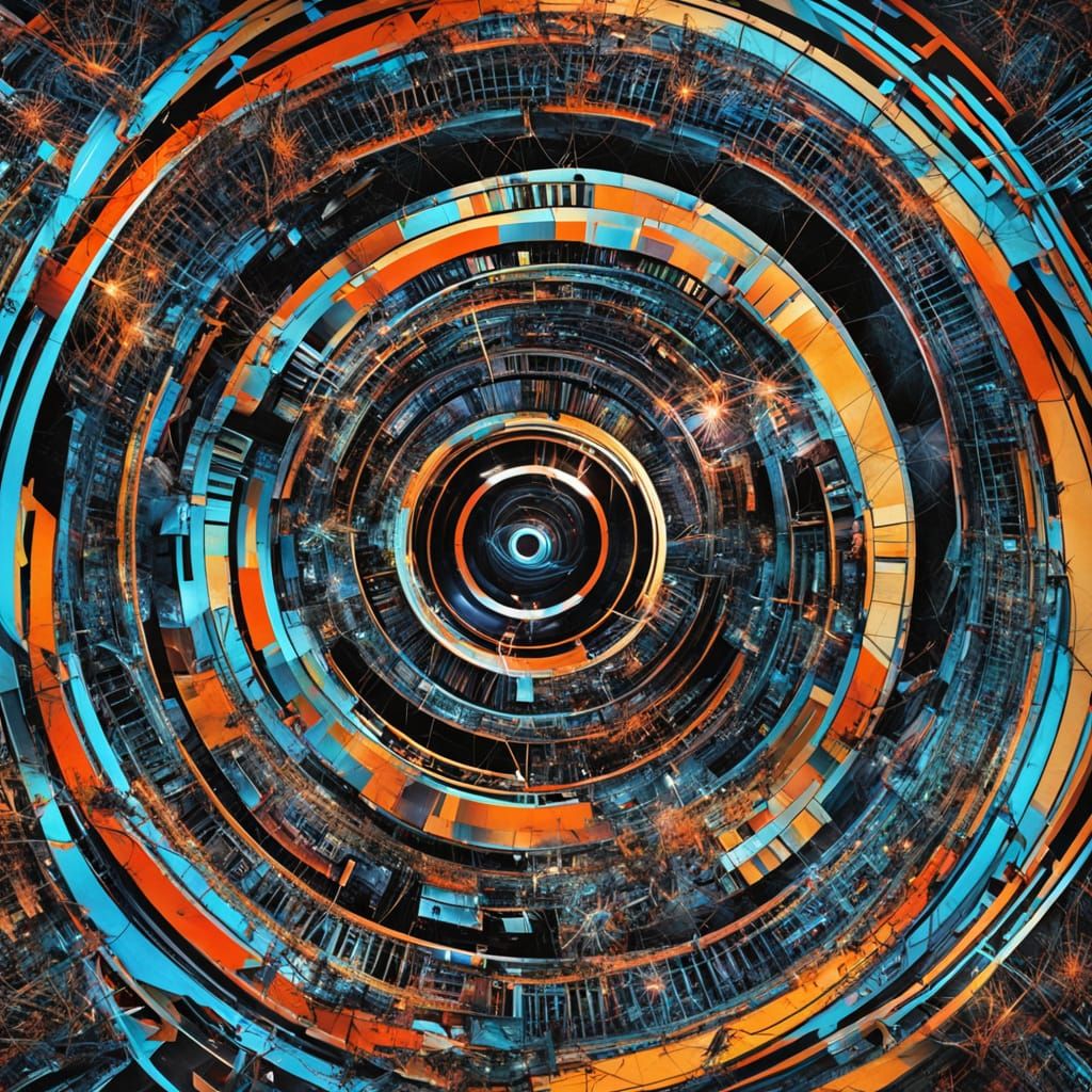 Abstract Spirograph Art in Neon Colors