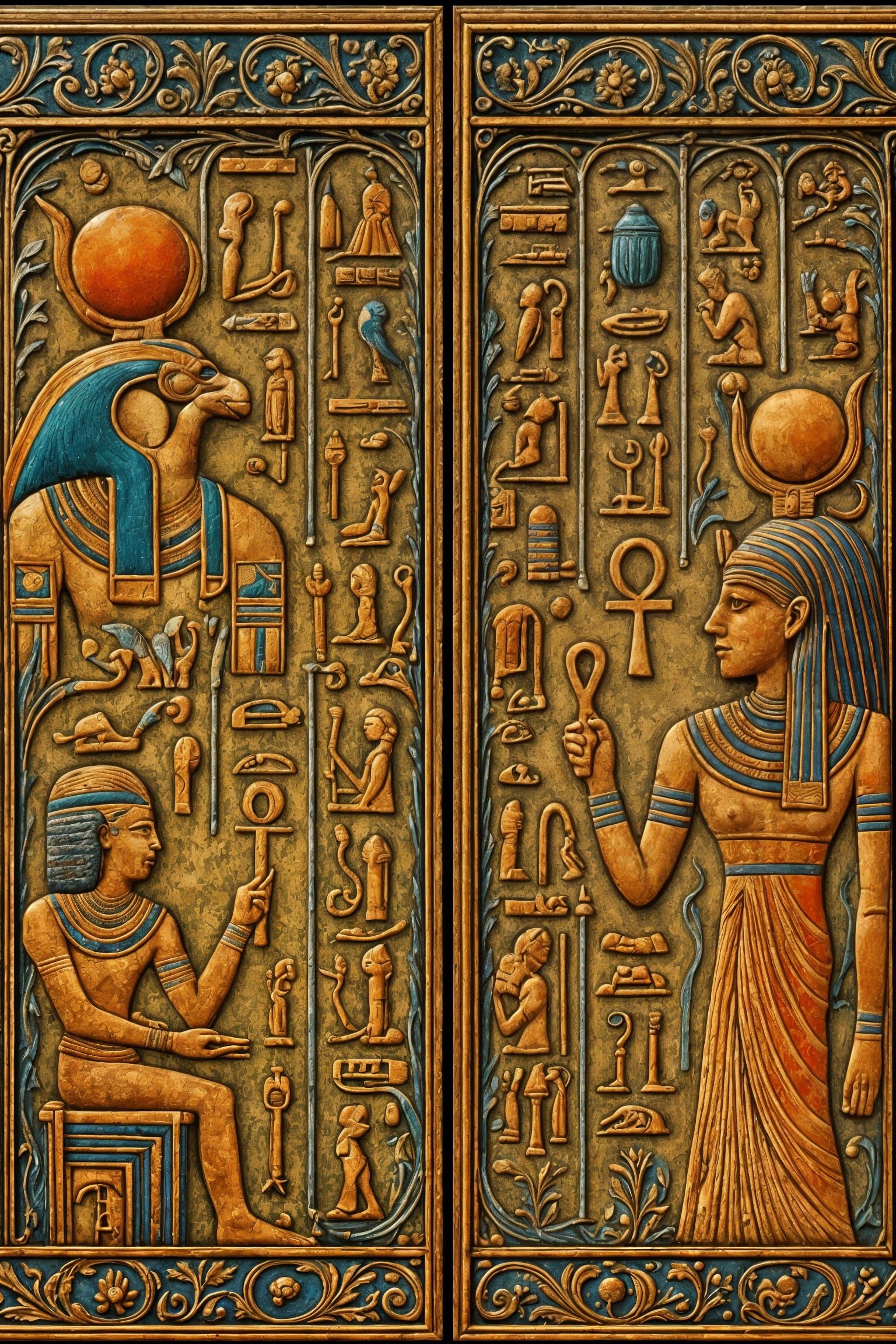 Valley of the Kings Hieroglyphics in Ornate Style