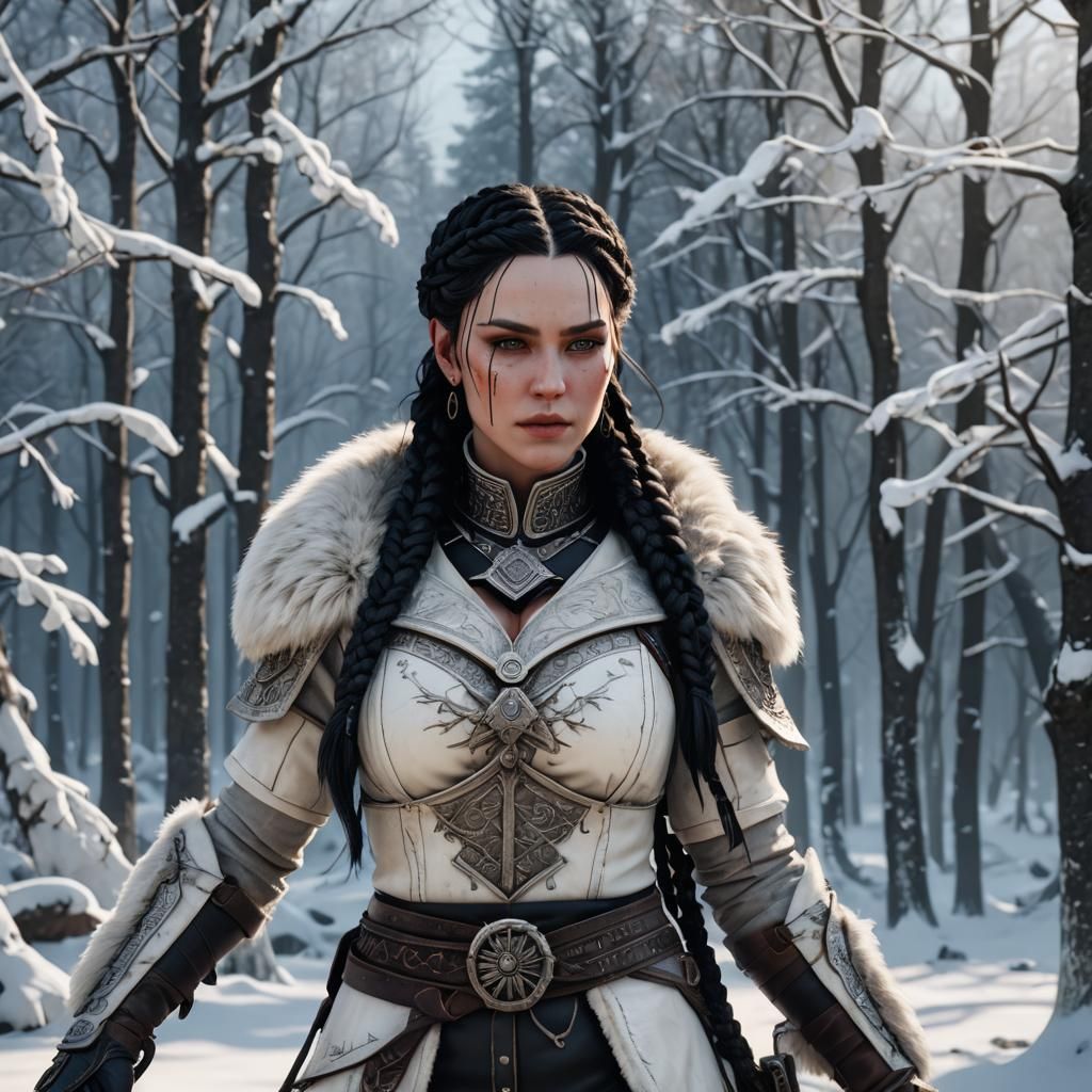 Viking Giantess Warrior in Winter Wonderland