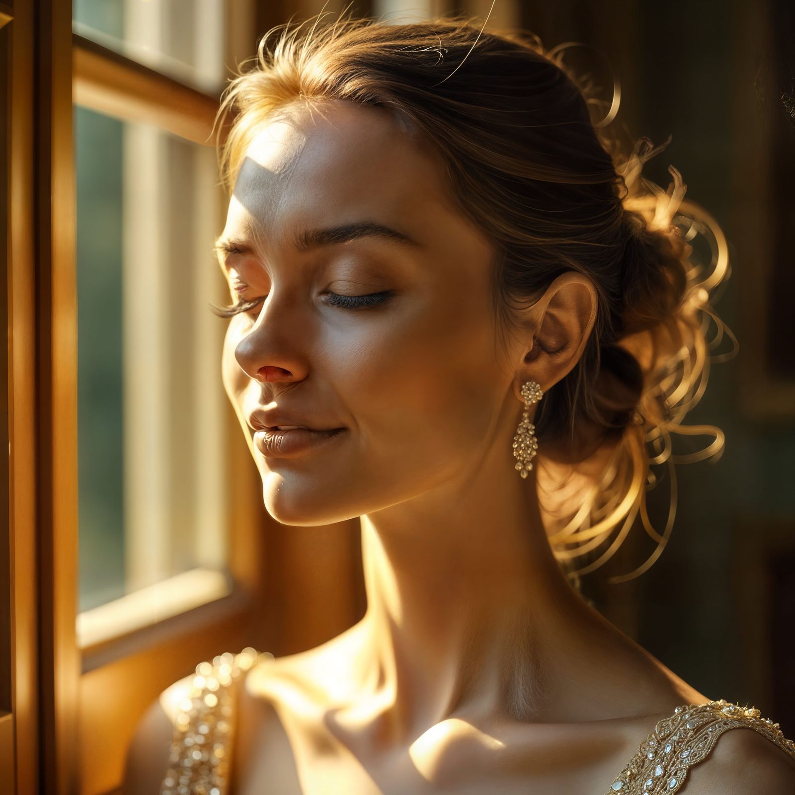Elegant Dancer in Golden Light, High-Contrast Portrait