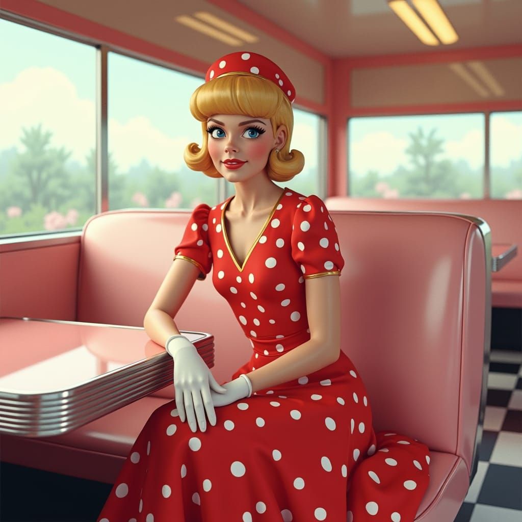 Penelope Pittstop in a Retro 1950s Diner