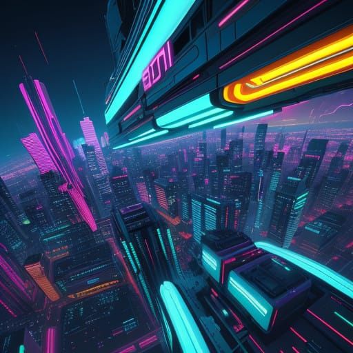 Futuristic Cityscape in Retro-Futuristic Style