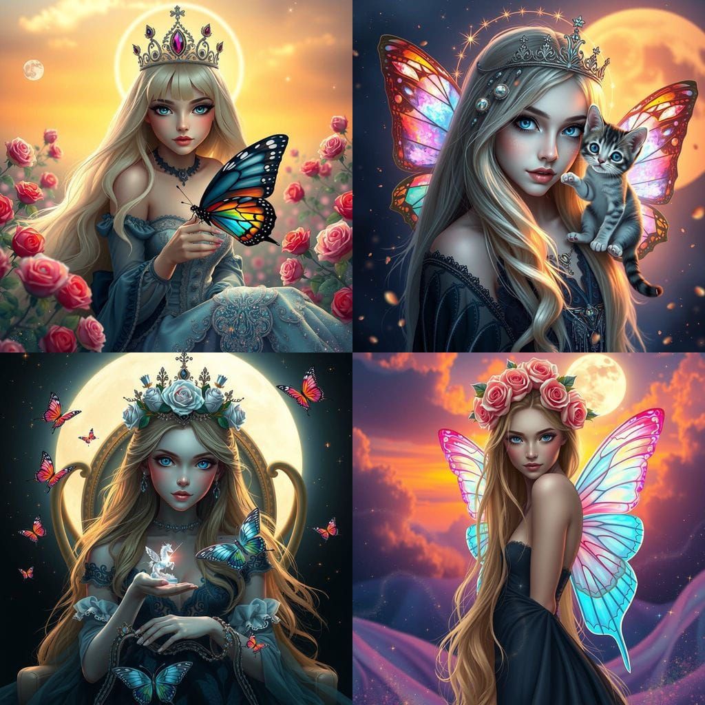 Enchanted Goddess with Butterfly Wings in a Celestial Galaxy