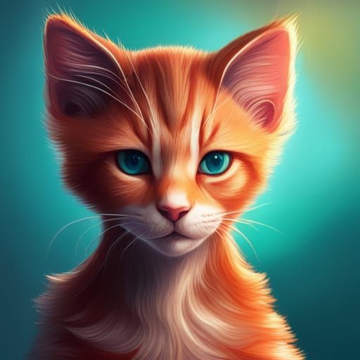 Hyperdetailed Portrait of a Cute Kitten