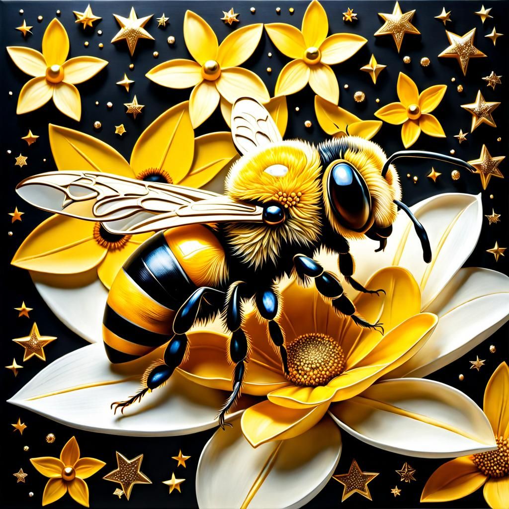 Whimsical Star Bee with Expressive Eyes