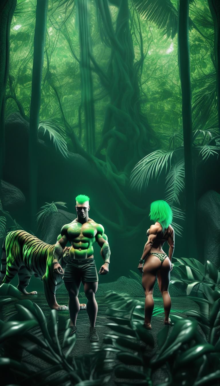 Jungle Bodybuilder Portrait with Depth Map Effect