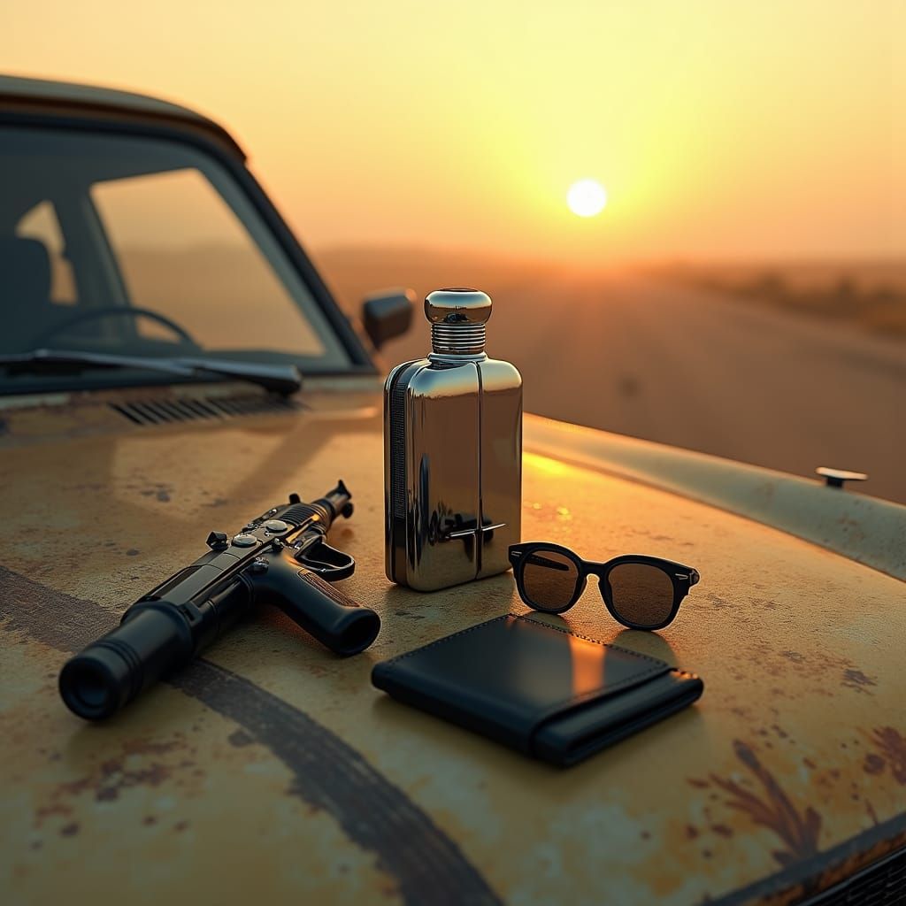 Cyberpunk Road Survivor in a Futuristic Landscape