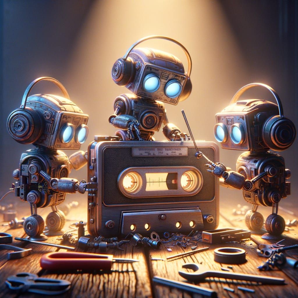 Cute Robots Salvage Walkman in Heartwarming 3D Art