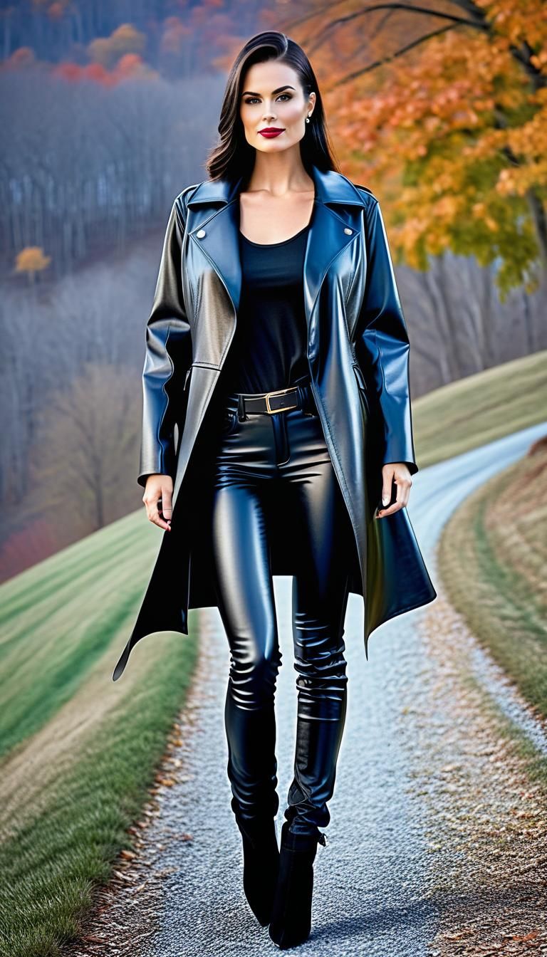Kentucky Woman in Leather Outfit, Realistic Portrait