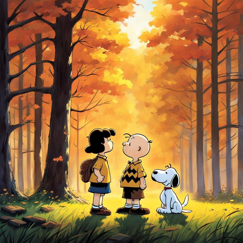 Realistic Charlie Brown and Snoopy in Ghibli Style